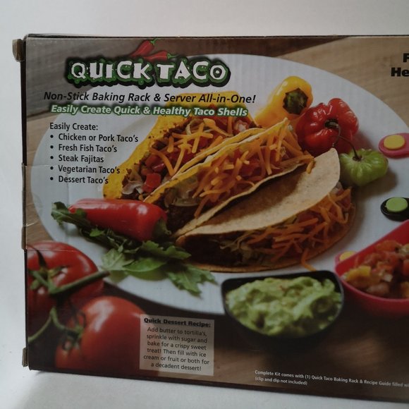 Quick Taco As-Seen-On-TV Non-Stick Baking Rack & Server New-in-Box Recipe Guide - Picture 2 of 6